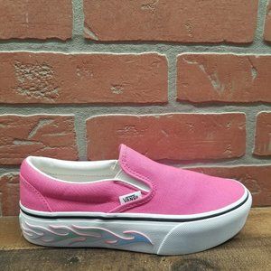 vans slip on flame pink platform